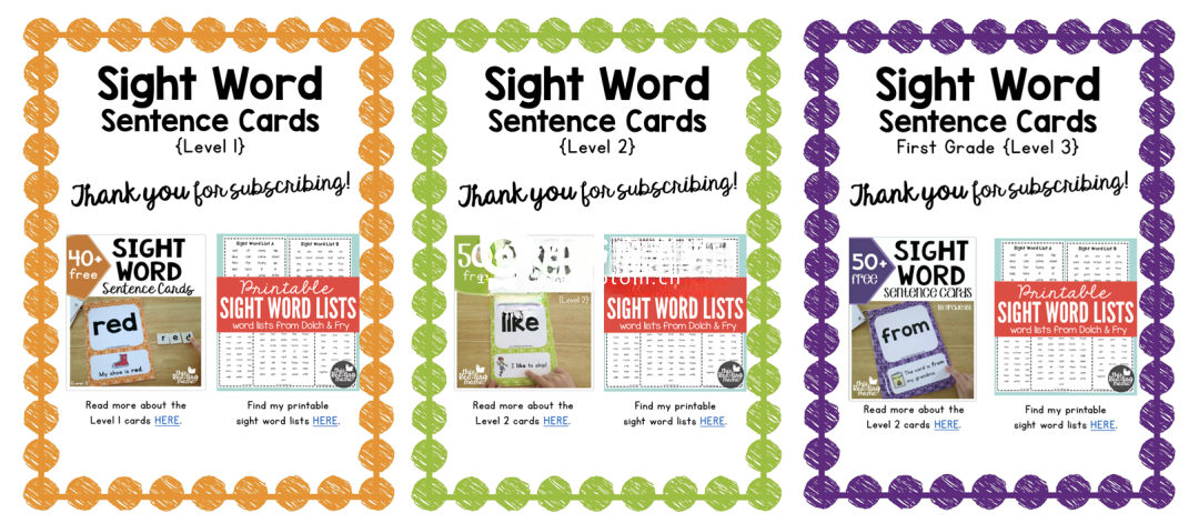 Sight Word Sentence Cards 图片4 Sight Word Sentence Cards 图片3